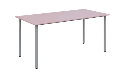 JSB 160N Jídelní stůl 1600 x 800 mm, deska pastelově růžová / podnož stříbrná